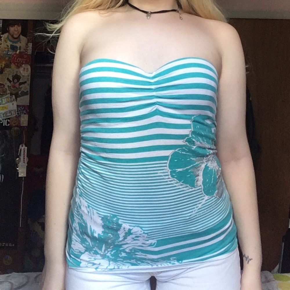 Strapless Turquoise Blouse